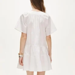 Tiered popover dress in cotton poplin