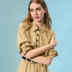 Trench shirt-dress in cotton poplin
