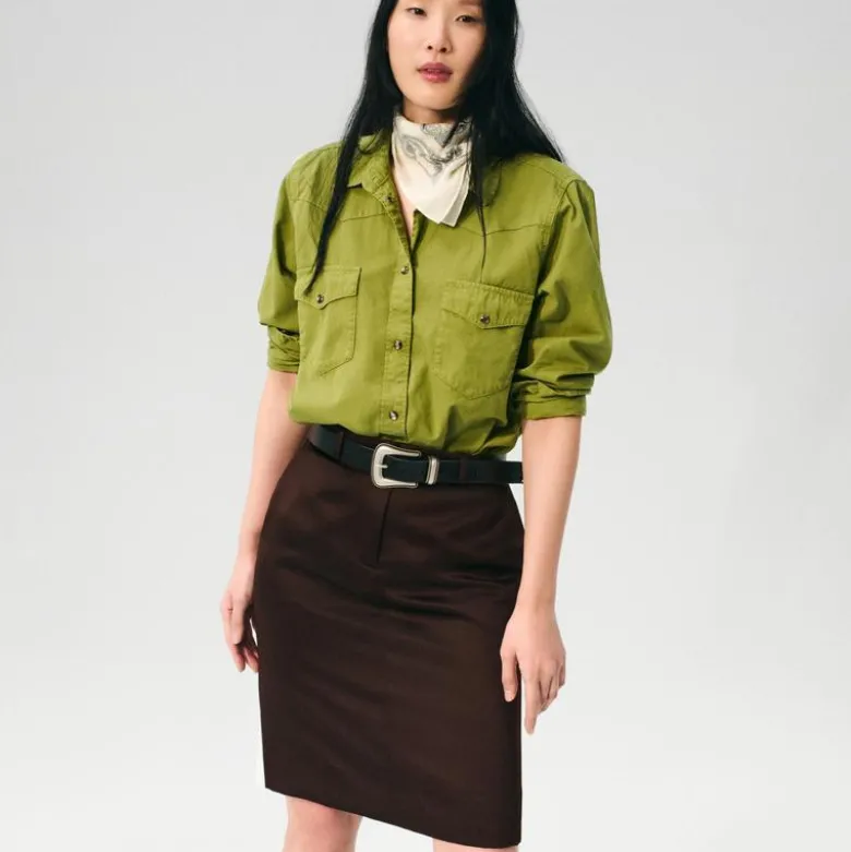 Trouser pencil skirt in duchesse satin