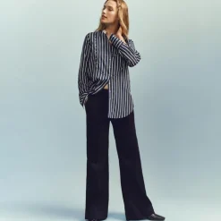 Tuxedo-bib button-up shirt in stripe