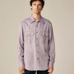 Two-pocket herringbone workshirt in TENCEL™ lyocell-linen blend