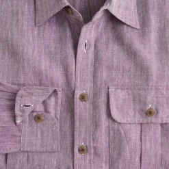 Two-pocket herringbone workshirt in TENCEL™ lyocell-linen blend