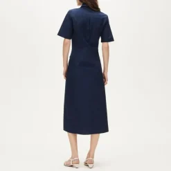 Utility midi shirt-dress in cotton poplin