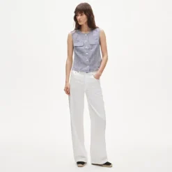 Utility top in gingham Gramercy linen blend