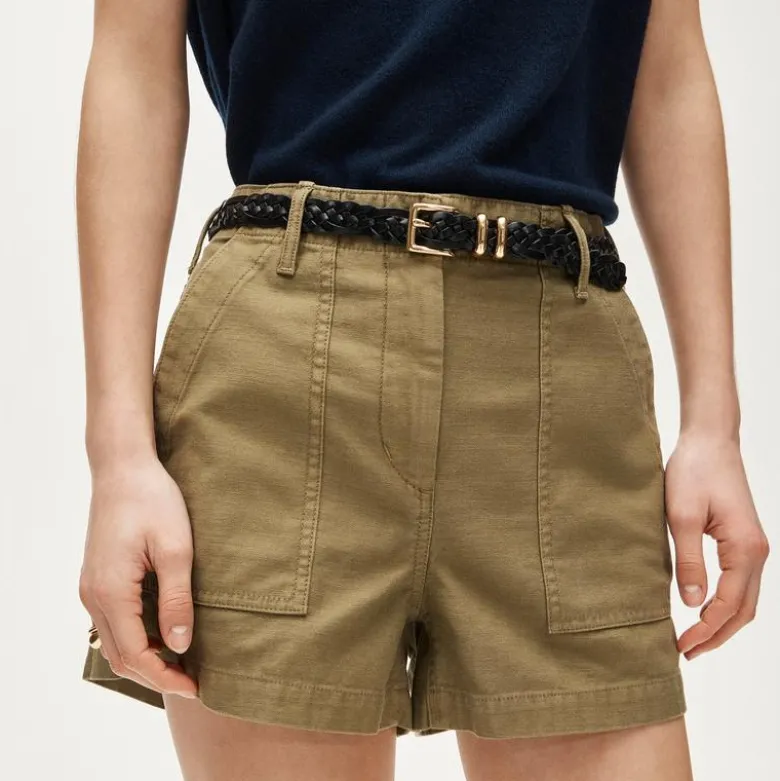 Utility-pocket short in sateen