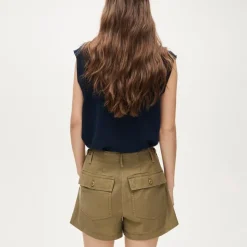 Utility-pocket short in sateen