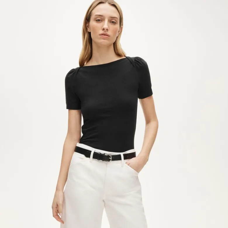 Vintage jersey puff-sleeve T-shirt