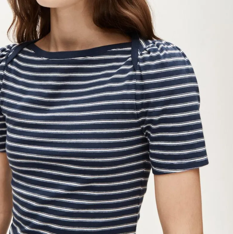 Vintage jersey puff-sleeve T-shirt in stripe
