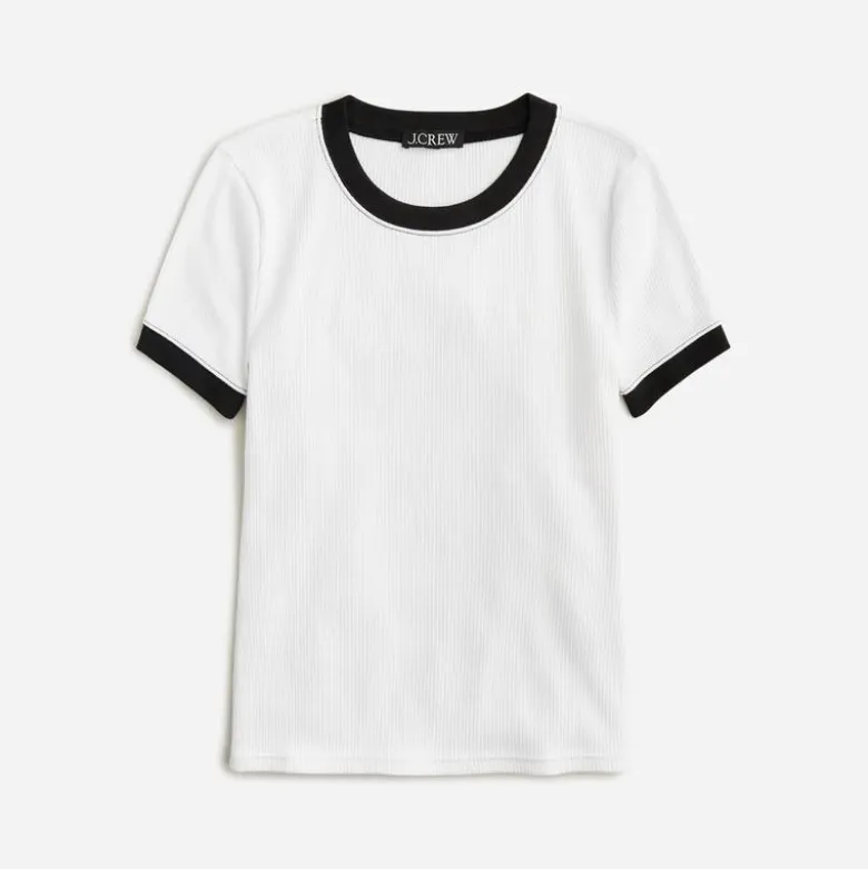 Vintage rib shrunken T-shirt with contrast trim
