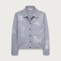 Vintage wool cardigan in western print
