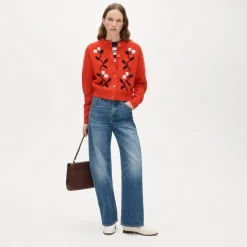 Vintage wool cardigan in cherry print