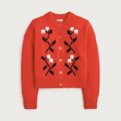 Vintage wool cardigan in cherry print