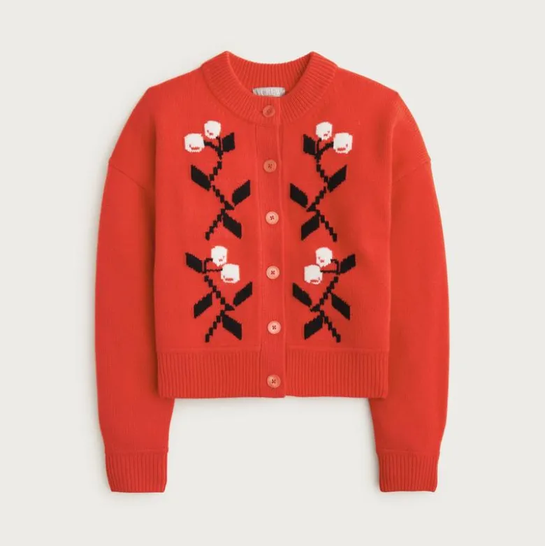 Vintage wool cardigan in cherry print