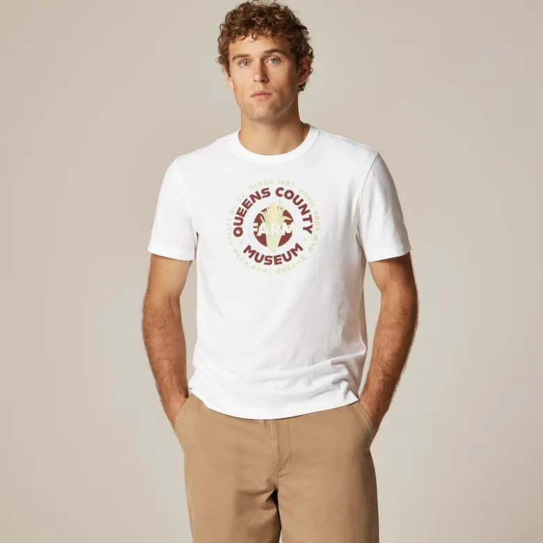 Vintage-wash cotton "Queens" graphic T-shirt