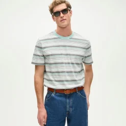 Vintage-wash cotton T-shirt in stripe