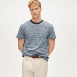 Vintage-wash cotton T-shirt in stripe