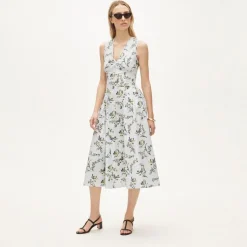 V-neck dress in lotus print