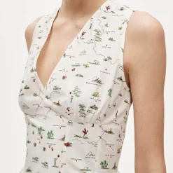 V-neck dress in map print