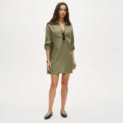 V-neck popover dress in linen