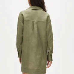 V-neck popover dress in linen