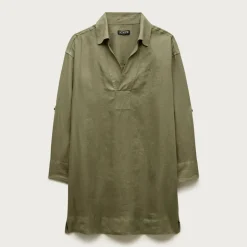 V-neck popover dress in linen