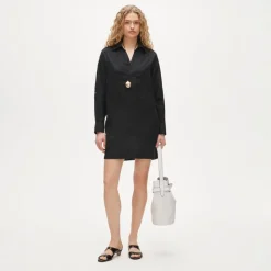 V-neck popover dress in linen