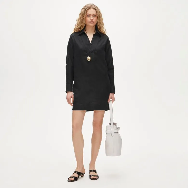 V-neck popover dress in linen