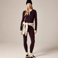 Waffle-knit one-piece in rugby stripe