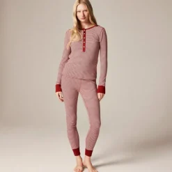 Waffle-knit pajama set in stripe