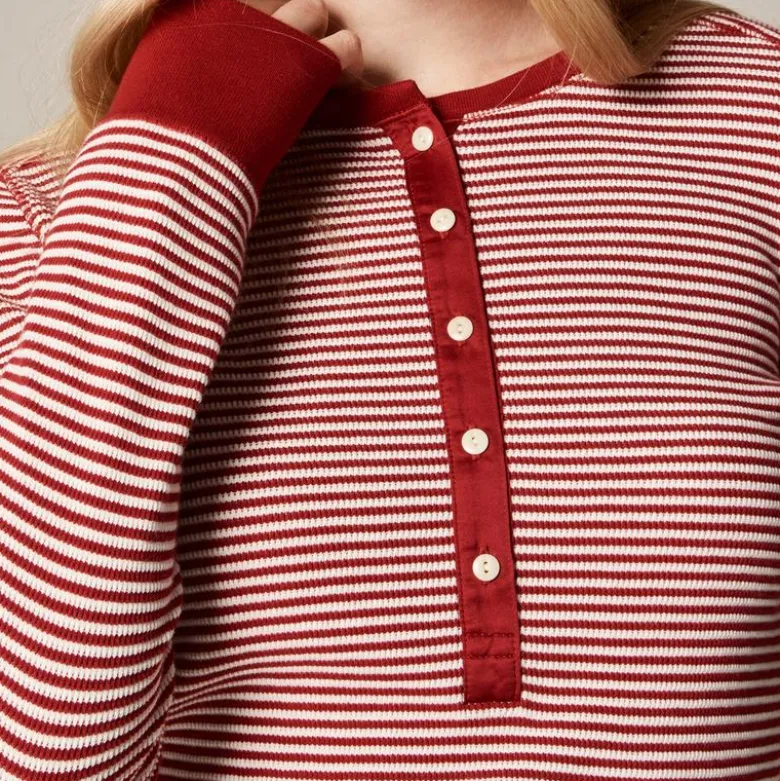 Waffle-knit pajama set in stripe