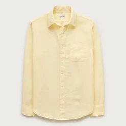 Washed linen shirt with point collar
