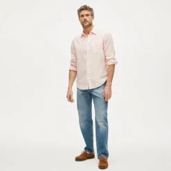 Washed linen shirt with point collar