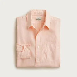 Washed linen shirt with point collar