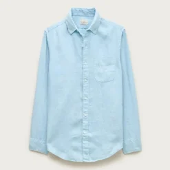 Washed linen shirt with point collar