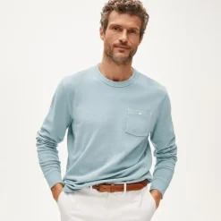 Washed piqué long-sleeve pocket T-shirt