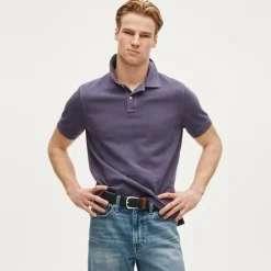 Washed piqué polo shirt
