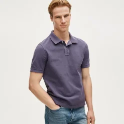 Washed piqué polo shirt