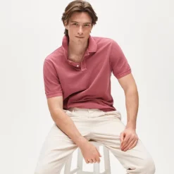 Washed piqué polo shirt