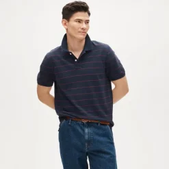 Washed piqué polo shirt in stripe