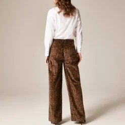 Washed velvet wide-leg trouser in jaguar print