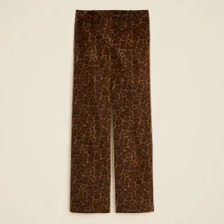 Washed velvet wide-leg trouser in jaguar print