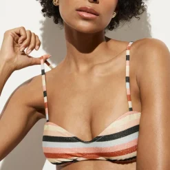 Wave bikini top in sparkle stripe