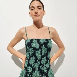 Wave maxi dress in pineapple-print cotton voile