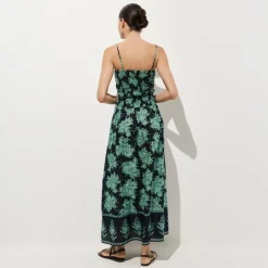 Wave maxi dress in pineapple-print cotton voile