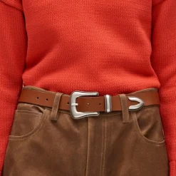Western buckle belt in Italian leather