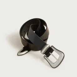Western buckle belt in Italian leather