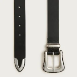 Western buckle belt in Italian leather