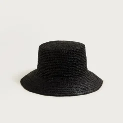 Wide-brim raffia bucket hat