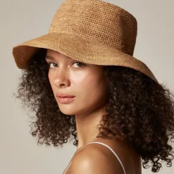 Wide-brim raffia bucket hat