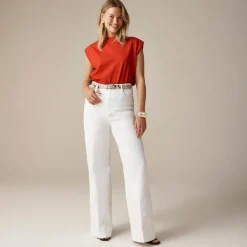 Wide-leg denim trouser in white